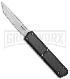 No Limit Knives Fer-De-Lance Black OTF Automatic Knife - Tanto Satin Plain