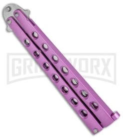 Light Purple Balisong Butterfly Knife - Satin Plain 8 Light Purple Balisong Butterfly Knife - Satin Plain -Kershaw Store Pink Balisong Butterfly Satin Plain GX 37427 jr side large