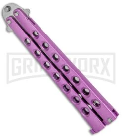 Light Purple Balisong Butterfly Knife - Satin Plain 7 Light Purple Balisong Butterfly Knife - Satin Plain -Kershaw Store Pink Balisong Butterfly Satin Plain GX 37427 jr spine large