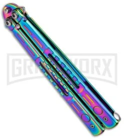 Chalkhill Balisong Spectrum Butterfly Knife - Skeletonized Handles 7 Chalkhill Balisong Spectrum Butterfly Knife - Skeletonized Handles -Kershaw Store Rainbow Balisong Butterfly Knife GX 37605 td spine large