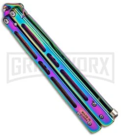 Rainbow Balisong Butterfly Knife -Kershaw Store Rainbow Balisong Butterfly Knife GX 37610 td spine large