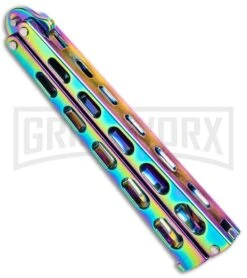 Monarch Integral Black Balisong Butterfly Knife - Spectrum Plain -Kershaw Store Rainbow Balisong Butterfly Knife GX 37611 td side large