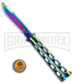 Monarch Integral Black Balisong Butterfly Knife - Spectrum Plain -Kershaw Store Rainbow Balisong Butterfly Knife GX 37611 td size large