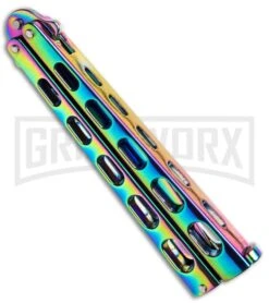 Monarch Integral Black Balisong Butterfly Knife - Spectrum Plain -Kershaw Store Rainbow Balisong Butterfly Knife GX 37611 td spine large