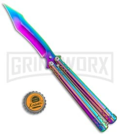 Rainbow Balisong Tanto Compound Butterfly Knife - Rainbow Plain 9 Rainbow Balisong Tanto Compound Butterfly Knife - Rainbow Plain -Kershaw Store Rainbow Bone Balisong DP Compound Butterfly Knife BF 201 2 GX 37590 jr bottlecap large