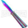 Rainbow Balisong Tanto Compound Butterfly Knife - Rainbow Plain -Kershaw Store Rainbow Bone Balisong DP Compound Butterfly Knife BF 201 2 GX 37590 jr large