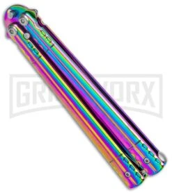 Rainbow Balisong Tanto Compound Butterfly Knife - Rainbow Plain 7 Rainbow Balisong Tanto Compound Butterfly Knife - Rainbow Plain -Kershaw Store Rainbow Bone Balisong DP Compound Butterfly Knife BF 201 2 GX 37590 jr spine large