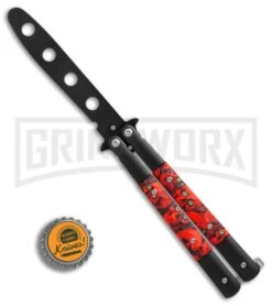 Red Demon Trainer Balisong Butterfly Knife - Black Plain -Kershaw Store Red Demon Trainer butterfly black BP 20689 er bottlecap large