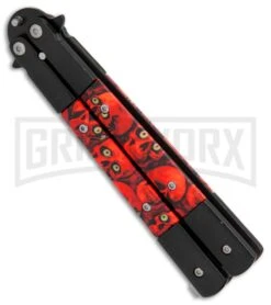 Red Demon Trainer Balisong Butterfly Knife - Black Plain -Kershaw Store Red Demon Trainer butterfly black BP 20689 er spine large