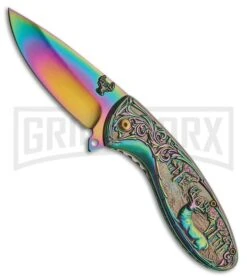 Rite Edge Dye Wild Spectrum Spring Assisted Knife - Spectrum Plain