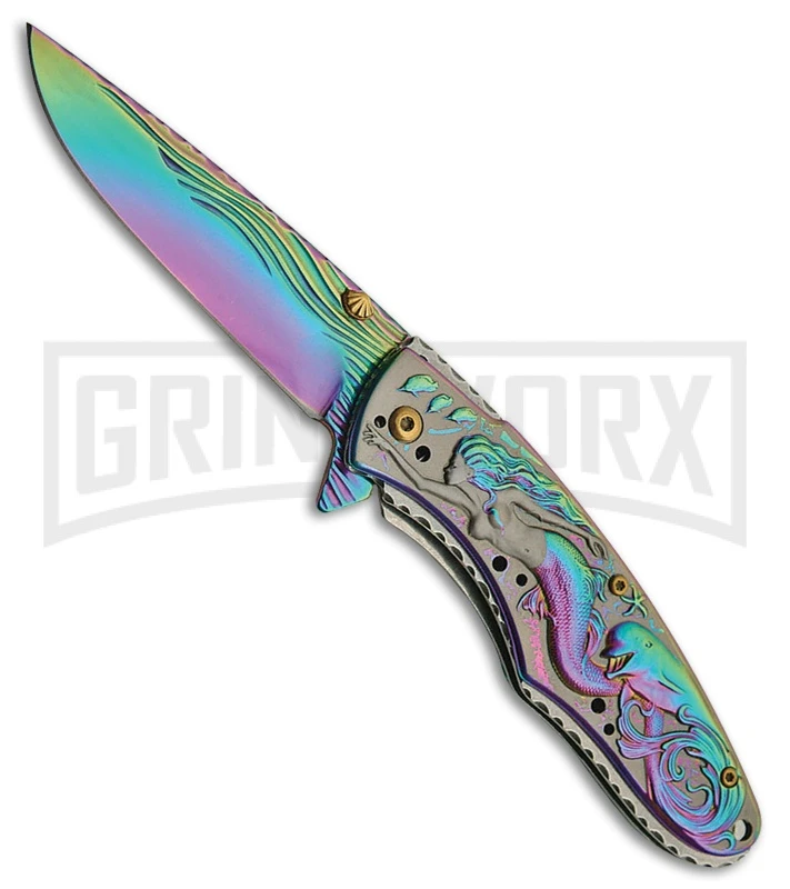 Rite Edge Mermaid Spectrum Spring Assisted Knife - Spectrum Plain 3 Rite Edge Mermaid Spectrum Spring Assisted Knife - Spectrum Plain
