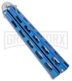 Ronin Gear Blue Balisong Trainer Butterfly Knife - Satin Plain -Kershaw Store Ronin Gear Blue Balisong Butterfly Trainer Satin BHQ 177221 jr side large