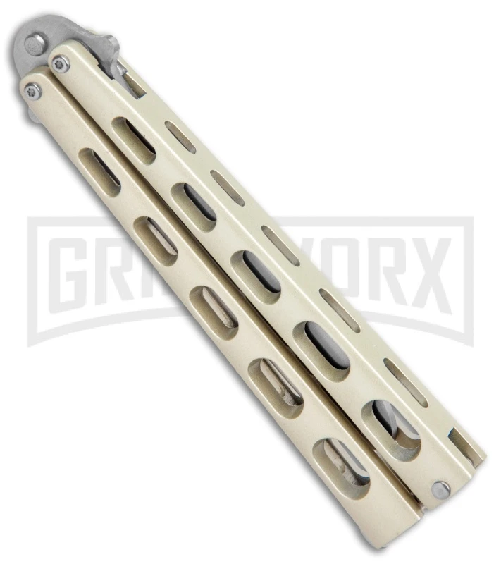 Champagne Balisong Trainer Butterfly Knife - Satin Plain 4 Champagne Balisong Trainer Butterfly Knife - Satin Plain - Image 2