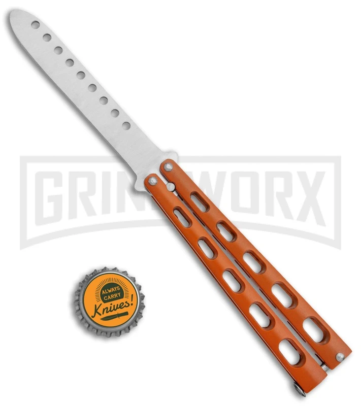 Ronin Gear Orange Balisong Trainer Butterfly Knife - Satin Plain 6 Ronin Gear Orange Balisong Trainer Butterfly Knife - Satin Plain - Image 4