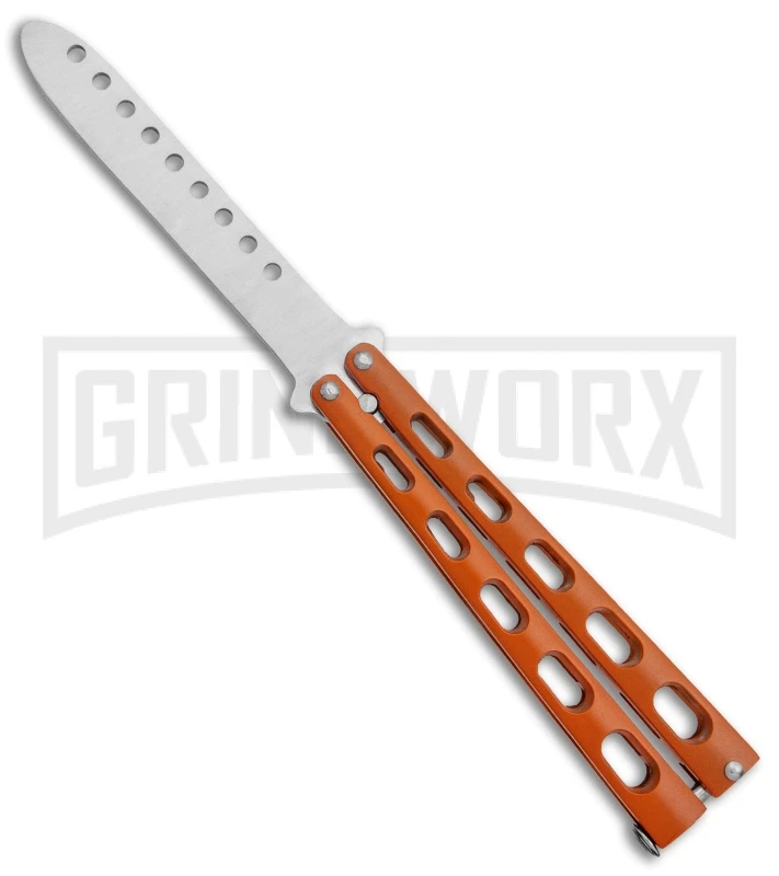 Ronin Gear Orange Balisong Trainer Butterfly Knife - Satin Plain 3 Ronin Gear Orange Balisong Trainer Butterfly Knife - Satin Plain