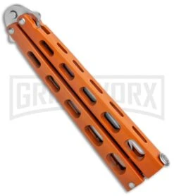 Ronin Gear Orange Balisong Trainer Butterfly Knife - Satin Plain 7 Ronin Gear Orange Balisong Trainer Butterfly Knife - Satin Plain -Kershaw Store Ronin Gear Orange Balisong Trainer Butterfly Satin GX 37346 jr spine large