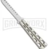 Ronin Gear Silver Balisong Trainer Butterfly Knife - Satin Plain -Kershaw Store Ronin Gear Silver Balisong Trainer Butterfly Satin GX 37347 jr large