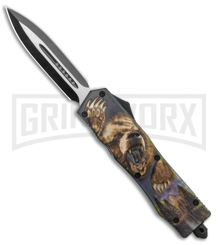 Rumble Black D/A OTF Automatic Knife Dagger Grizzly - Two Tone Plain 3 Rumble Black D/A OTF Automatic Knife Dagger Grizzly - Two Tone Plain