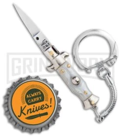 SKM 2.75" Italian Stiletto Keychain Gray Automatic Knife 9 SKM 2.75" Italian Stiletto Keychain Gray Automatic Knife -Kershaw Store SKM 2.75in Keychain Stiletto Auto Gray Satin Flat BHQ 51051 jr bottlecap large