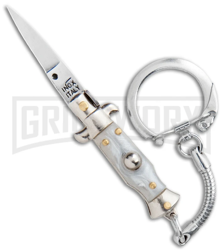 SKM 2.75" Italian Stiletto Keychain Gray Automatic Knife 3 SKM 2.75" Italian Stiletto Keychain Gray Automatic Knife