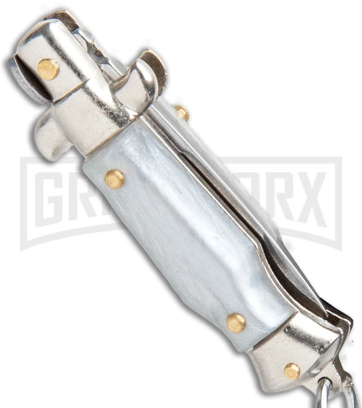 SKM 2.75" Italian Stiletto Keychain Gray Automatic Knife 5 SKM 2.75" Italian Stiletto Keychain Gray Automatic Knife - Image 3