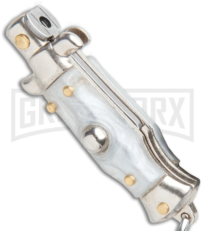 SKM 2.75" Italian Stiletto Keychain Gray Automatic Knife 4 SKM 2.75" Italian Stiletto Keychain Gray Automatic Knife - Image 2