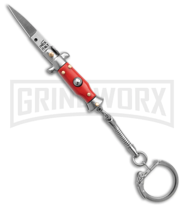 SKM 2.75" Italian Stilletto Keychain Red Automatic Knife 3 SKM 2.75" Italian Stilletto Keychain Red Automatic Knife