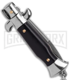 SKM 4" Italian Stiletto Black Automatic Knife Keychain - Bayo 7 SKM 4" Italian Stiletto Black Automatic Knife Keychain - Bayo -Kershaw Store SKM 4in Keycahing Stiletto AK Black 1in Satin Bayo BHQ 183372 td side large