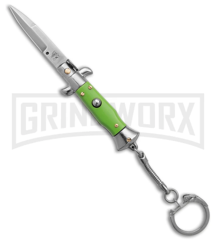SKM 4" Italian Stiletto Green Acrylic Automatic Knife Keychain - Bayo 3 SKM 4" Italian Stiletto Green Acrylic Automatic Knife Keychain - Bayo