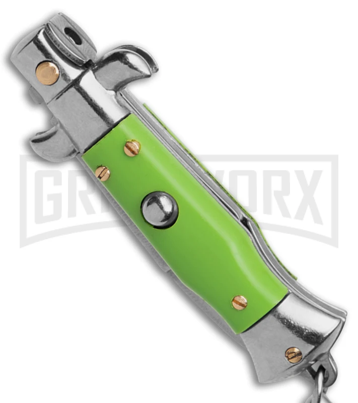 SKM 4" Italian Stiletto Green Acrylic Automatic Knife Keychain - Bayo 4 SKM 4" Italian Stiletto Green Acrylic Automatic Knife Keychain - Bayo - Image 2