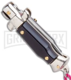 Italian Stiletto Black Automatic Knife Pink Keychain - Flat Grind 8 Italian Stiletto Black Automatic Knife Pink Keychain - Flat Grind -Kershaw Store SKM Italian Stiletto Keychain Auto Black Pink Satin BHQ 102936 jr side large