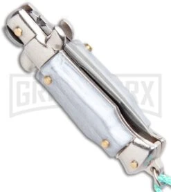 Italian Stiletto Gray Automatic Knife Teal Keychain - Flat Grind 8 Italian Stiletto Gray Automatic Knife Teal Keychain - Flat Grind -Kershaw Store SKM Italian Stiletto Keychain Auto Silver Teal Satin BHQ 102942 jr side large