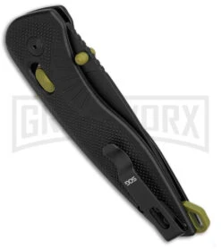 SOG Aegis AT Rescue Black Tanto Spring Assisted Knife - Black Plain -Kershaw Store SOG Aegis AT Spring Assisted Tanto Knife Rescue Black 3in Black BHQ 176440 td side large