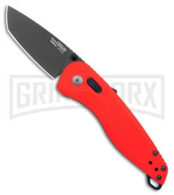SOG Aegis AT Rescue Red Tanto Spring Assisted Knife - Black Plain