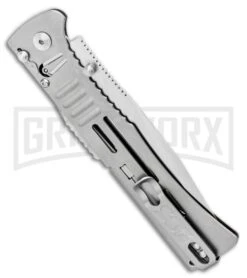 SOG Bead Blast SlimJim XL Silver Spring Assisted Knife - Satin Plain -Kershaw Store SOG SlimJim XL Bead Blast Assisted Opening Knife 4.18 Satin SJ 51 BHQ 11536 LS Side large