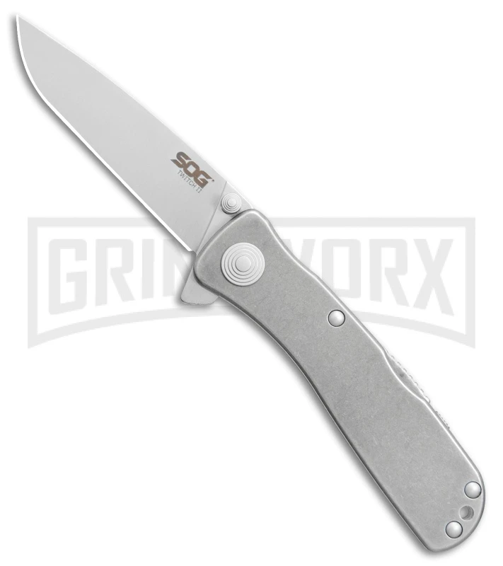 SOG Knives Twitch II LT Stonewash Spring Assist Knife - Satin Plain 3 SOG Knives Twitch II LT Stonewash Spring Assist Knife - Satin Plain
