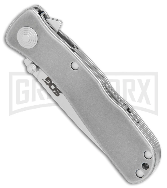 SOG Knives Twitch II LT Stonewash Spring Assist Knife - Satin Plain 4 SOG Knives Twitch II LT Stonewash Spring Assist Knife - Satin Plain - Image 2