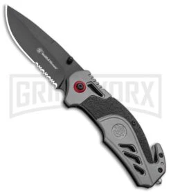 Smith And Wesson S.A. Gray Spring Assisted Knife - Black Serrated