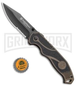 S&W SWAT II Spring Assisted Knife - Black Serrated -Kershaw Store SW SWAT II Thumb Stud Spring Assisted Knife Black BHQ 93637 kp bottle cap large