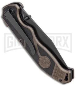 S&W SWAT II Spring Assisted Knife - Black Serrated -Kershaw Store SW SWAT II Thumb Stud Spring Assisted Knife Black BHQ 93637 kp side jr large