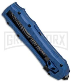 Schrade SCHOTFBL Blue OTF Spring Assisted Knife - Gray 4TH18 8 Schrade SCHOTFBL Blue OTF Spring Assisted Knife - Gray 4TH18 -Kershaw Store Schrade OTF Blue Gray BHQ 84391 er spine large