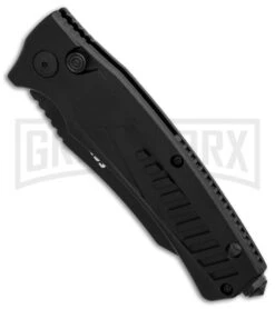 Schrade SC90BS Black Aluminum Automatic Knife - Black Serr -Kershaw Store Schrade SC90 Black Aluminum Black Serr BHQ 34170 er spine large