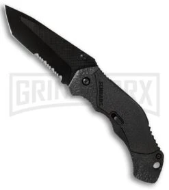 Schrade Black MAGIC Spring Assisted Knife - Tanto Black Serr