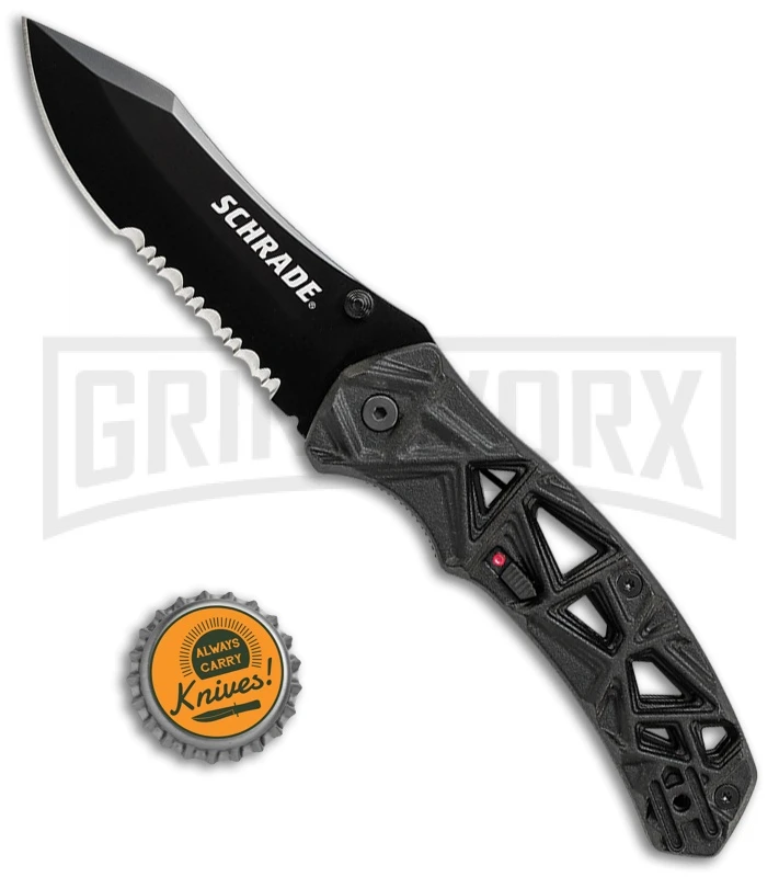 Schrade Shizzle MAGIC Black Spring Assisted Knife - Black Serr 6 Schrade Shizzle MAGIC Black Spring Assisted Knife - Black Serr - Image 4