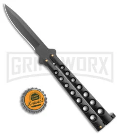 Scoundrel Balisong Black Butterfly Knife - Black Plain 9 Scoundrel Balisong Black Butterfly Knife - Black Plain -Kershaw Store Scoundrel Balisong Black Butterfly Black BHQ 163760 jr bottlecap large