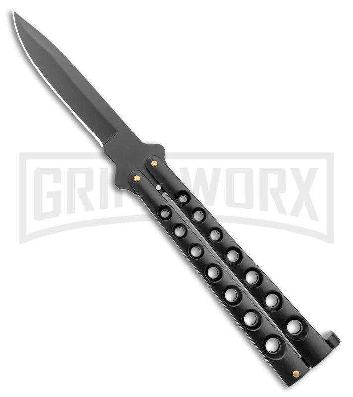 Scoundrel Balisong Black Butterfly Knife - Black Plain 3 Scoundrel Balisong Black Butterfly Knife - Black Plain
