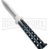 Scoundrel Balisong Black/Blue Butterfly Knife - Satin Plain -Kershaw Store Scoundrel Balisong Blue Butterfly Knife GX 39633 td large