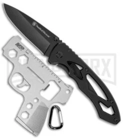 S&W Combo Pack Multi-Tool/Folding Knife Black Stainless Steel - Drop Point