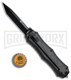 Smith & Wesson Spring Assisted Finger Actuator Tanto OTF Knife - Black Plain -Kershaw Store Smith Wesson OTF Assist Finger Actuator Tanto Black SWOTF9TB BHQ 67477 jr bottlecap large