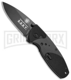 Smith & Wesson Large S.O.R.T. Black Spring Assisted Knife - Black Plain
